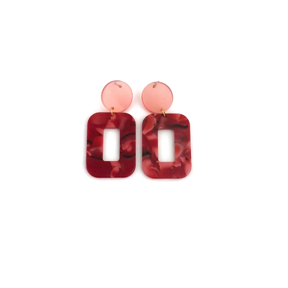 Red Abstract Earrings - Picture 3 of 3